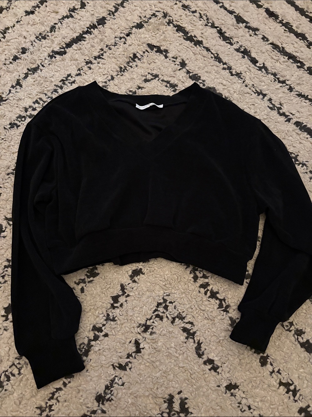 Altar'd State Black Ribbed V-Neck Sweater